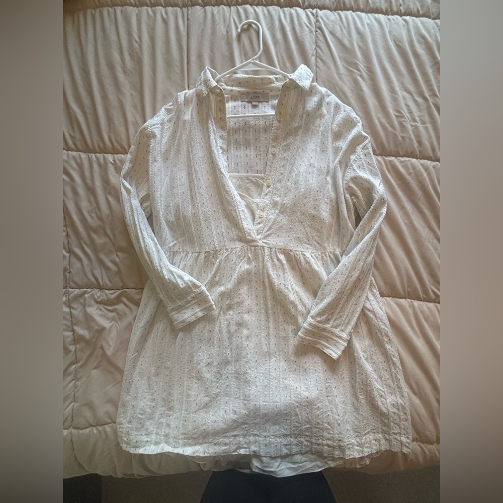 LOFT White Bib Collar Dress